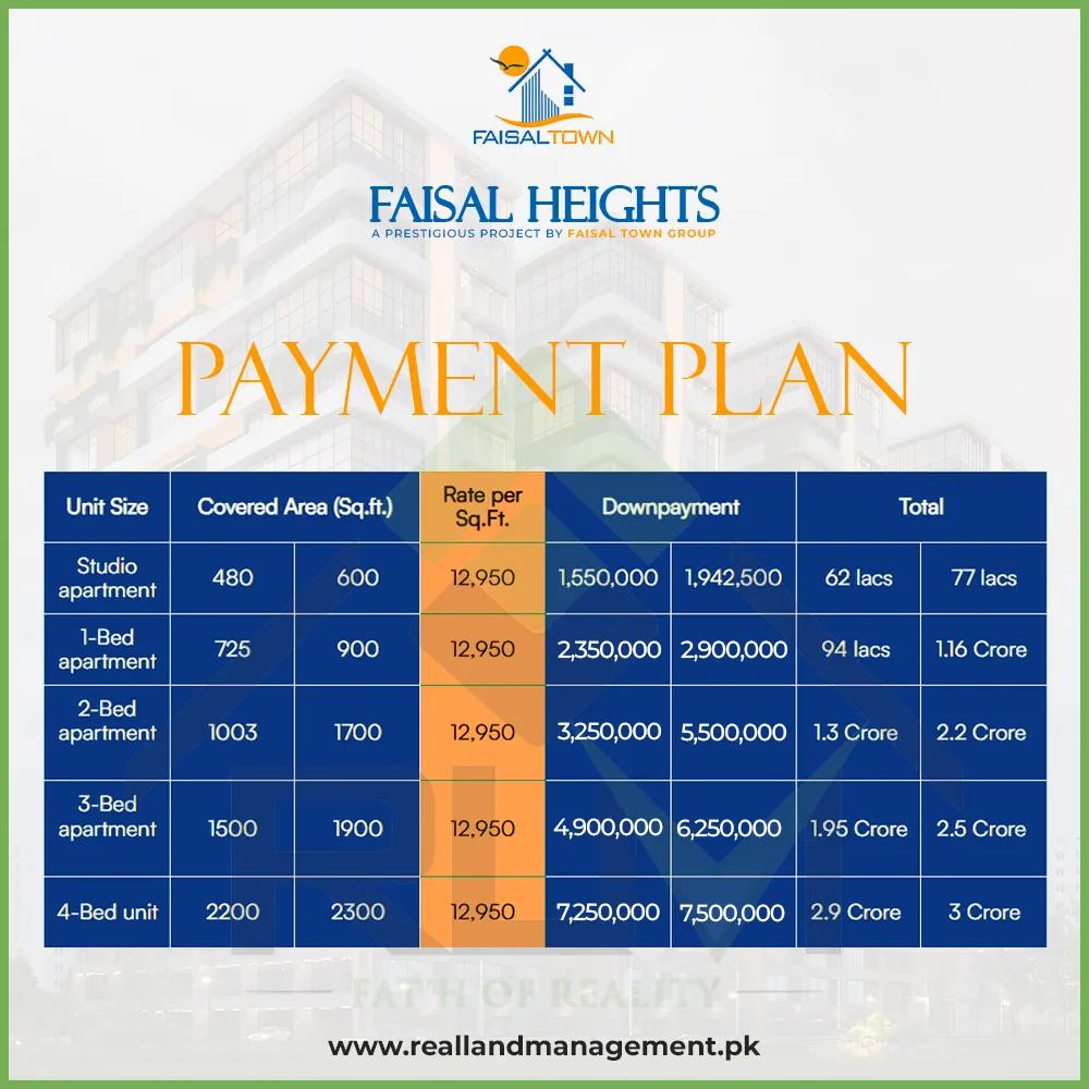 Faisal heights payment plan